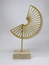 Gold Metal Radiating Sculpture with Stone Base